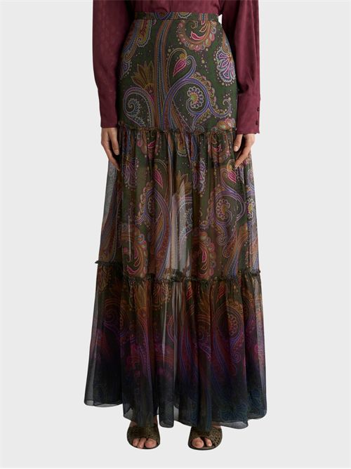 Long silk chiffon skirt with Paisley print ETRO | WRFA021699SP11HX0893