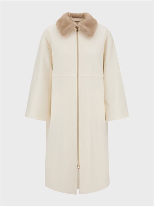 Cappotto in twill di lana vergine con collo in faux fur HERNO | CA000643D333441000