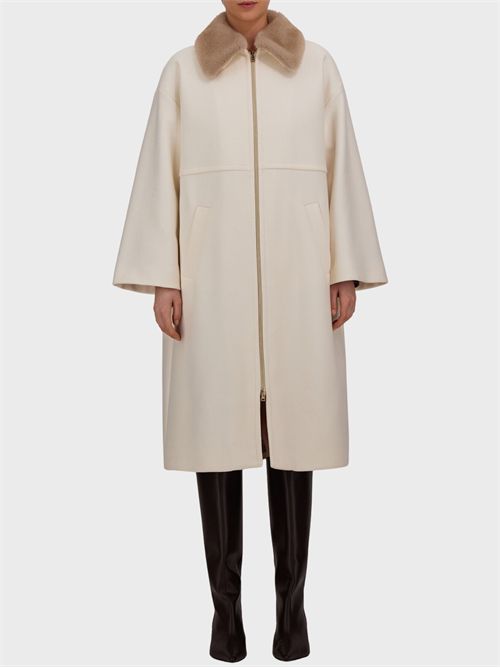 Cappotto in twill di lana vergine con collo in faux fur HERNO | CA000643D333441000
