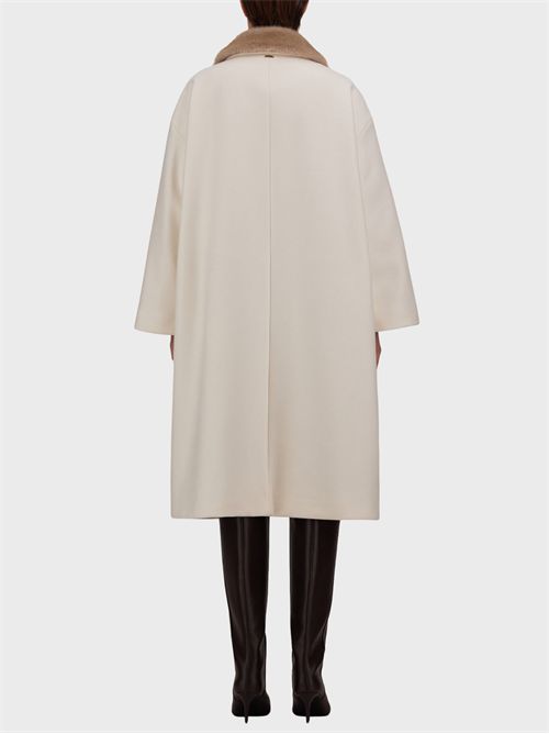 Cappotto in twill di lana vergine con collo in faux fur HERNO | CA000643D333441000