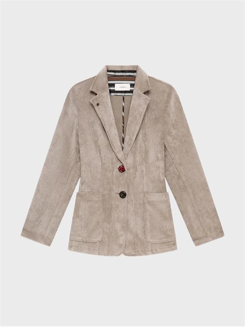 Giacca in velluto a coste regular fit con rosa sul rever MALIPARMI | JD64976106012007