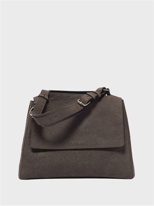 Midi Ostrich-Print Leather Shoulder Bag with Strap ORCIANI | BT2006STRCRB