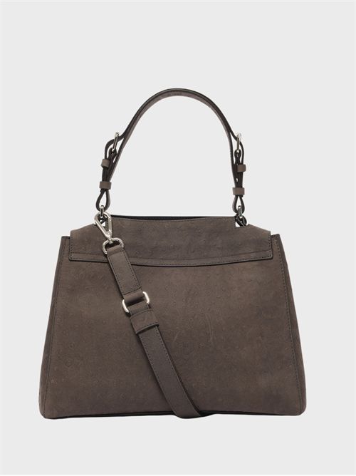 Midi Ostrich-Print Leather Shoulder Bag with Strap ORCIANI | BT2006STRCRB