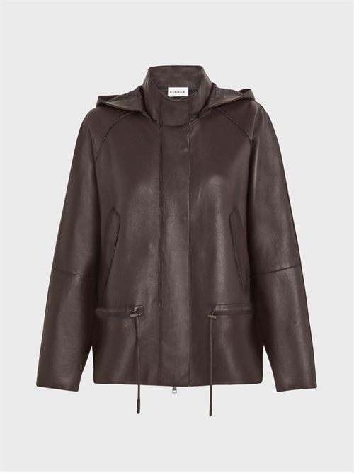 Leather jacket with hood PAROSH | D431924SMACIOCK26086