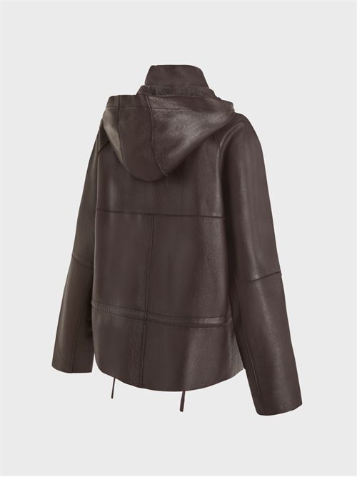 Leather jacket with hood PAROSH | D431924SMACIOCK26086