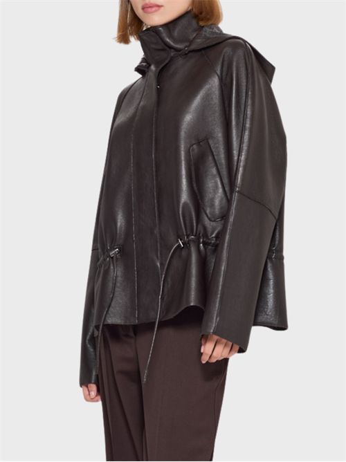 Leather jacket with hood PAROSH | D431924SMACIOCK26086