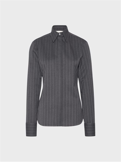 Camicia lunga aderente in lana stretch gessata SPORTMAX | 2622196043600002