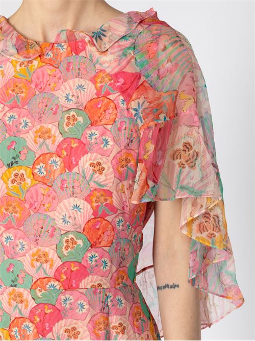 Long dress in printed silk georgette SALONI | 1077818591860