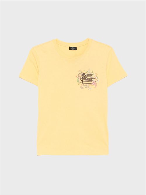 Cotton T-shirt with embroidered Pegasus and monogram ETRO | WRMA0006AH788Y0488