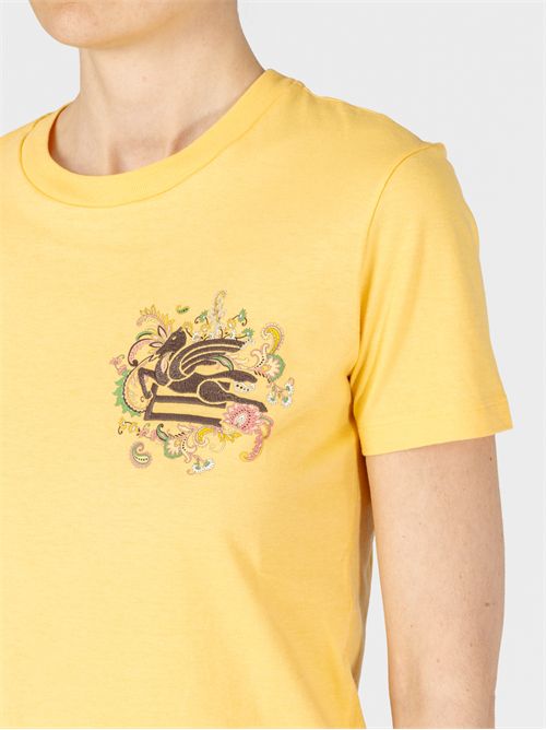 Cotton T-shirt with embroidered Pegasus and monogram ETRO | WRMA0006AH788Y0488