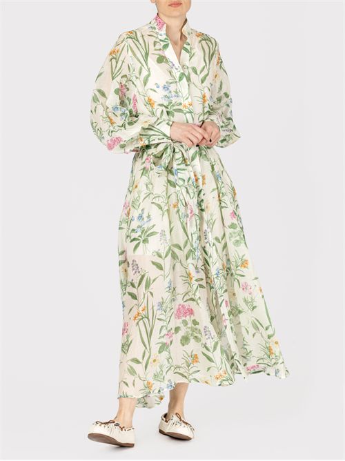 Long Floral Ramie Shirt Dress with Waist Tie LAVI | BS6WD023TES861Q3