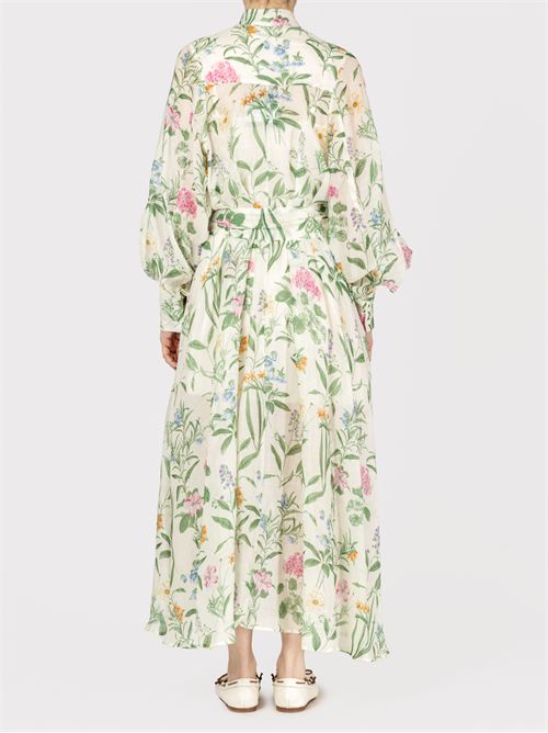 Long Floral Ramie Shirt Dress with Waist Tie LAVI | BS6WD023TES861Q3