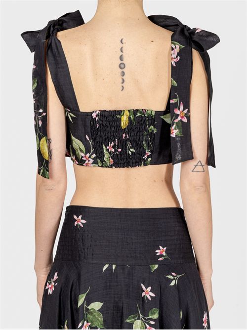 Cropped Ramie Top with Lemon Print LAVI | BS6WD043TES0896H2