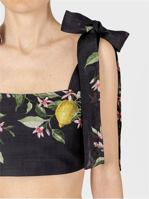 Cropped Ramie Top with Lemon Print LAVI | BS6WD043TES0896H2