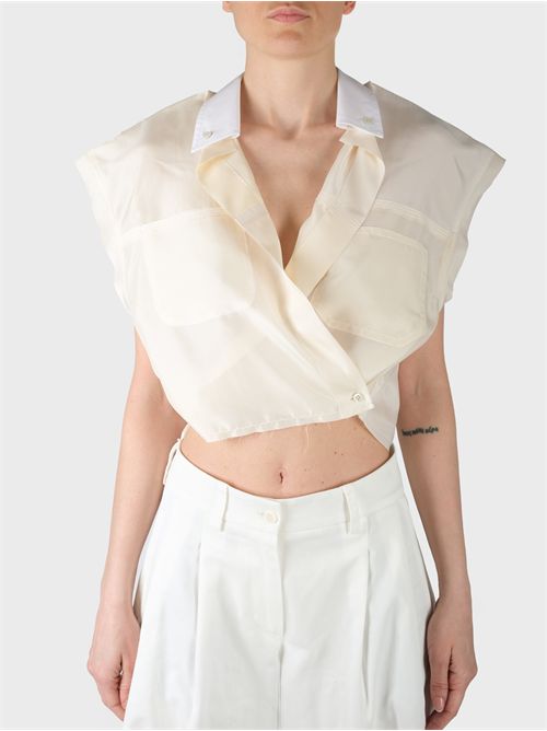 Cropped slik shirt with padded shoulders JEJIA | 1112007702
