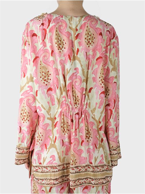 Printed Viscose Caftan Shirt with Embroidery MALIPARMI | JM553650626C3260