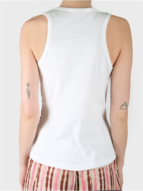 Ribbed Cotton Jersey Tank Top with Embroidery MALIPARMI | JP552370650C3268