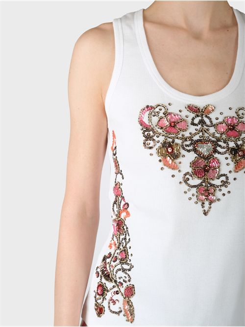 Ribbed Cotton Jersey Tank Top with Embroidery MALIPARMI | JP552370650C3268
