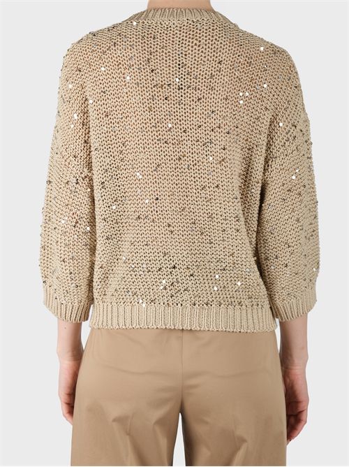 Cotton ribbon knit top with sequins PESERICO | S99891F03A9117A45