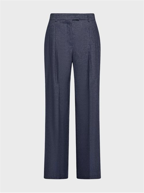 Long pants with double pleats in stretch linen-blend denim SEVENTY | PT1331320069727