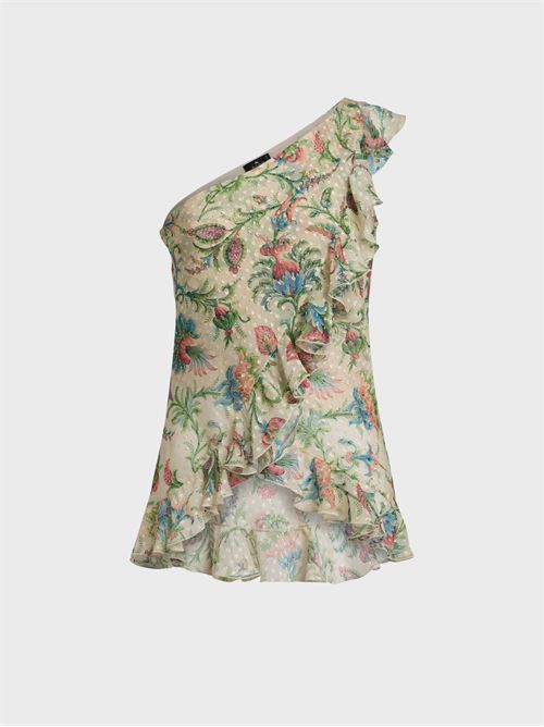 One-shoulder silk floral print top ETRO | WRJA0166SADI2X0803