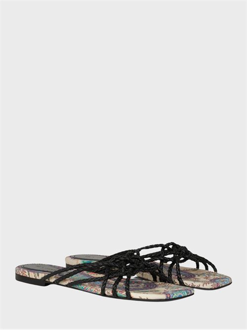 Flat woven leather sandals with Paisley motif ETRO | WS4F0038AP446N0000