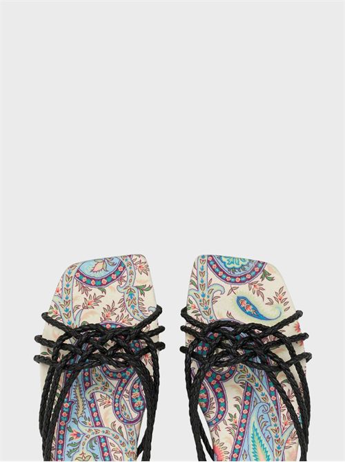 Flat woven leather sandals with Paisley motif ETRO | WS4F0038AP446N0000