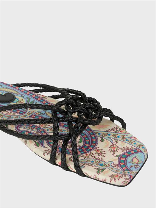 Flat woven leather sandals with Paisley motif ETRO | WS4F0038AP446N0000