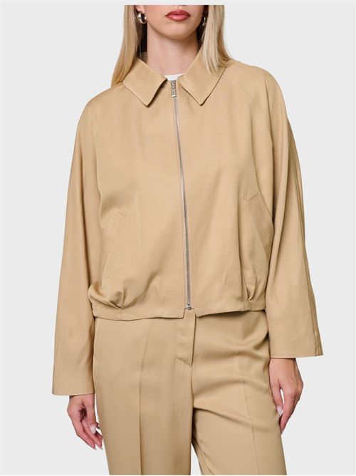 Giacca bomber over in lino e viscosa con zip KAOS | SP1CO0386000