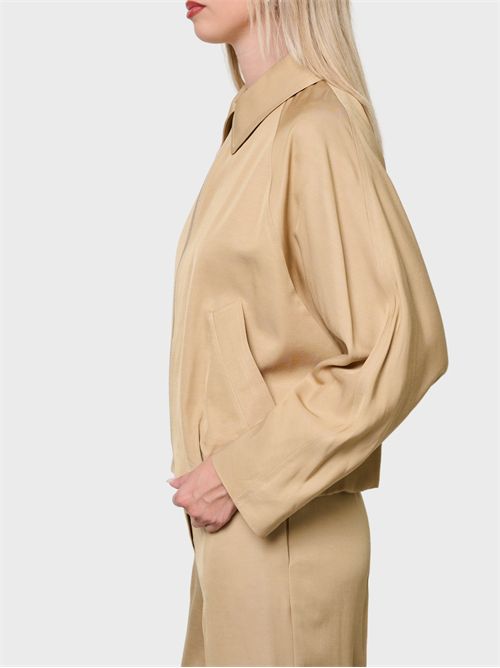 Giacca bomber over in lino e viscosa con zip KAOS | SP1CO0386000