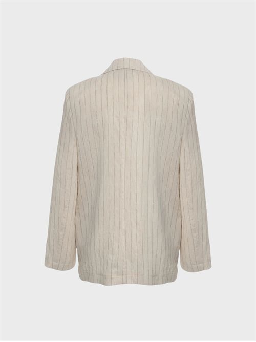 Pinstriped single-breasted blazer in linen blend with notch lapel and flap pockets KAOS | SP1CO0461064