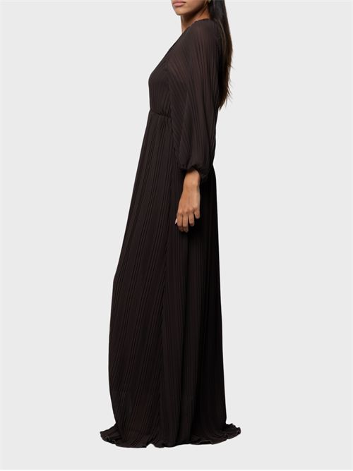 Long pleated dress with balloon sleeves and V-neck KAOS | SP1GX0126044