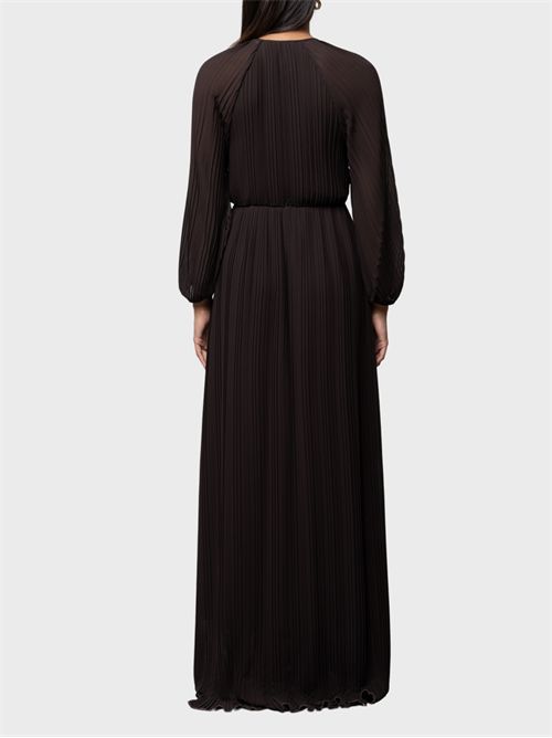 Long pleated dress with balloon sleeves and V-neck KAOS | SP1GX0126044