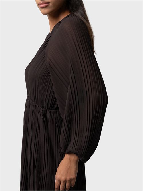 Long pleated dress with balloon sleeves and V-neck KAOS | SP1GX0126044