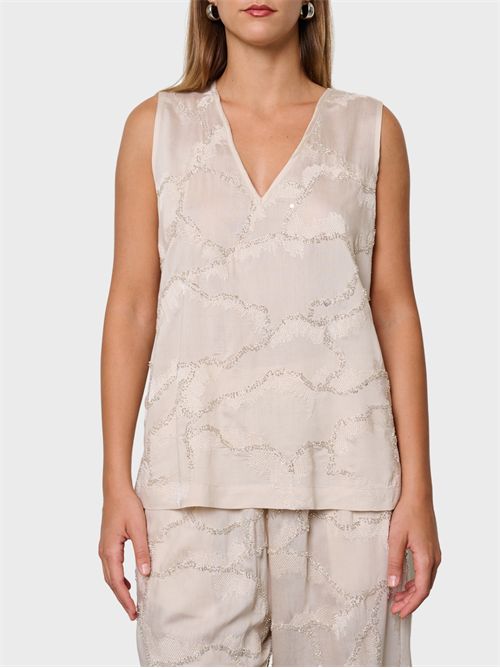 Sleeveless V-neck camouflage camisole top with sequins KAOS | SP1NT0571064