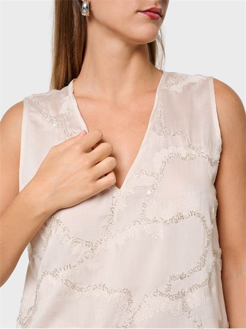 Sleeveless V-neck camouflage camisole top with sequins KAOS | SP1NT0571064