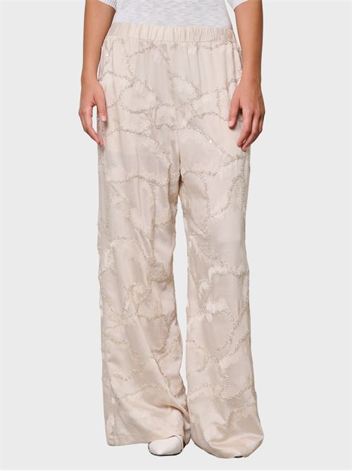 Pantalone palazzo in misto viscosa camouflage con paillettes KAOS | SP1NT0581064