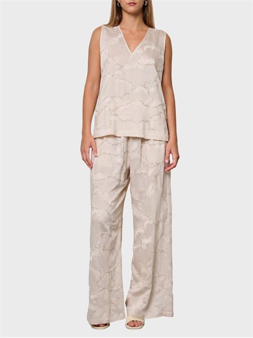 Pantalone palazzo in misto viscosa camouflage con paillettes KAOS | SP1NT0581064
