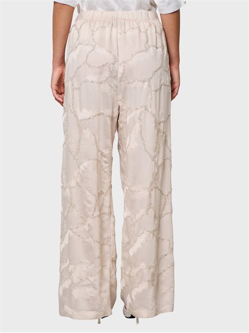 Pantalone palazzo in misto viscosa camouflage con paillettes KAOS | SP1NT0581064