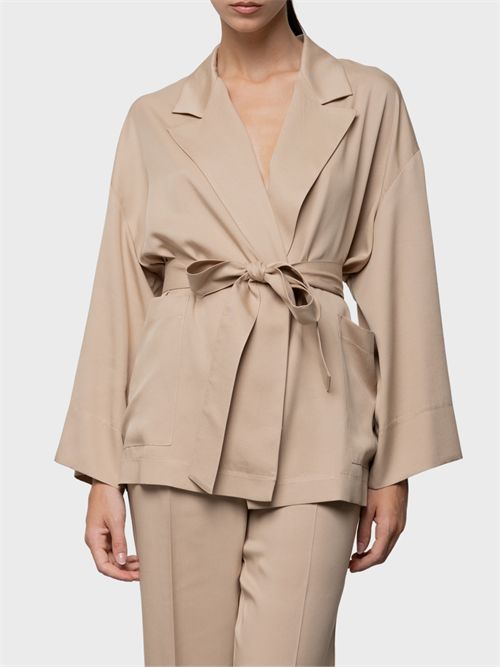 Giacca kimono in raso di viscosa con cintura KAOS | SP5MR0031083