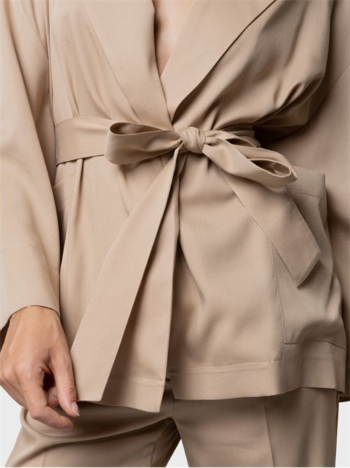 Giacca kimono in raso di viscosa con cintura KAOS | SP5MR0031083