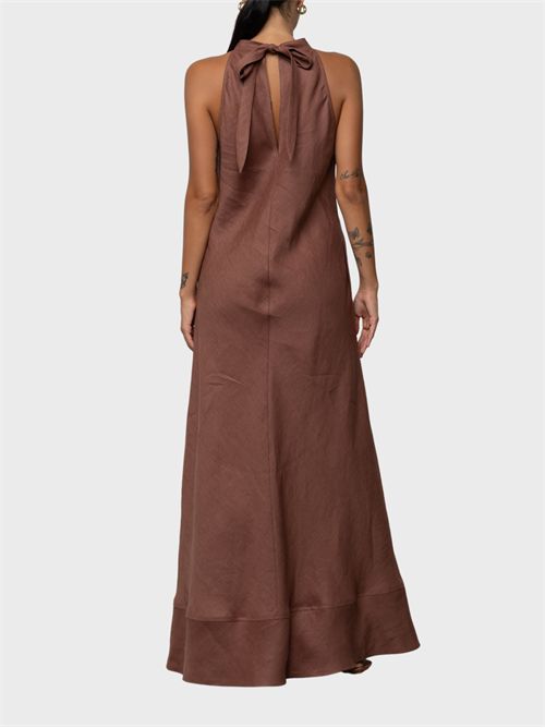 Long linen dress with halter neckline and floral embroidery KAOS | SP5NT0506022