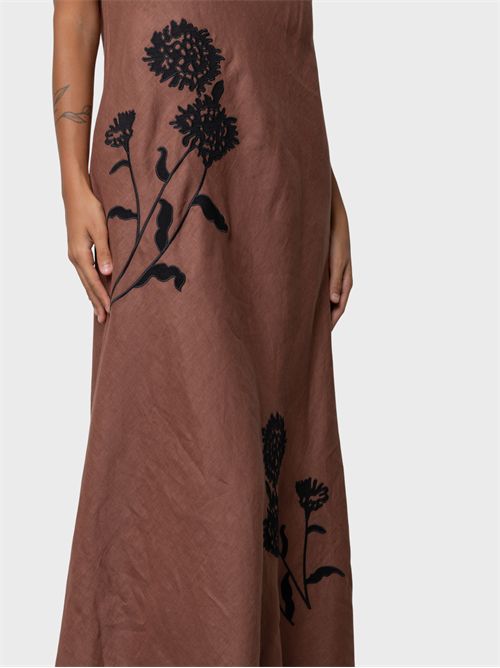 Long linen dress with halter neckline and floral embroidery KAOS | SP5NT0506022