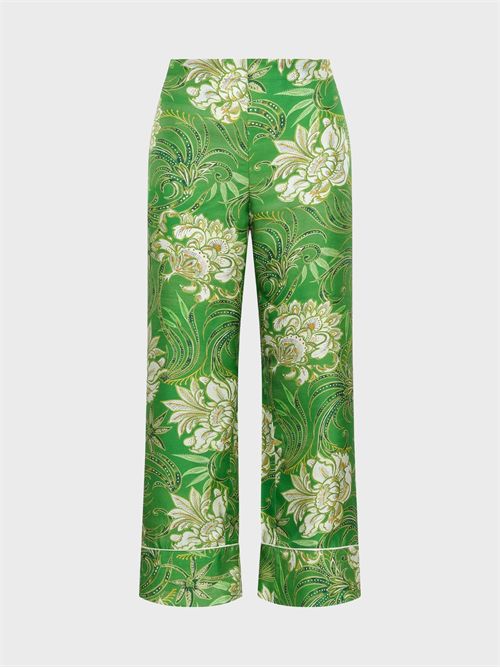 Printed silk twill straight-leg trousers with elastic waist and piping MALIPARMI | JH807631027D6096