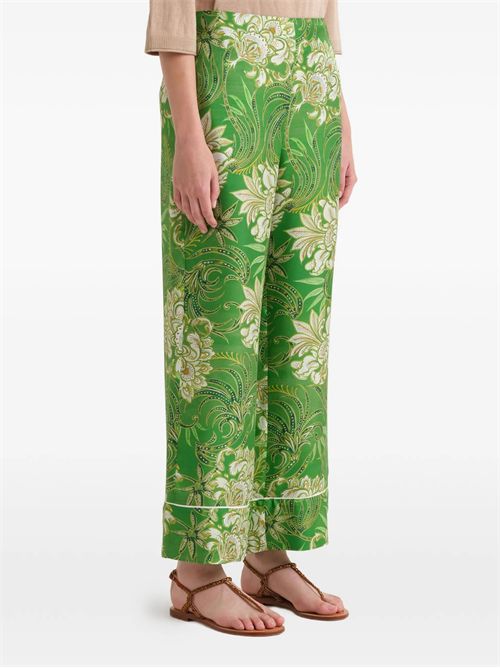 Printed silk twill straight-leg trousers with elastic waist and piping MALIPARMI | JH807631027D6096