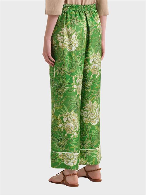 Printed silk twill straight-leg trousers with elastic waist and piping MALIPARMI | JH807631027D6096