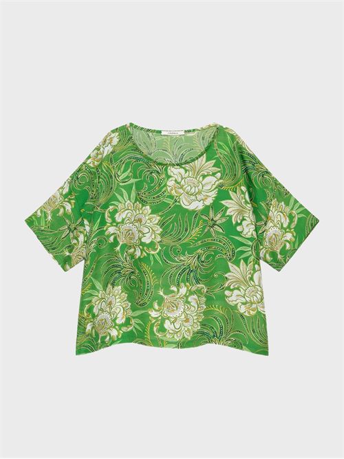 Printed silk twill oversized shirt with short sleeves MALIPARMI | JM559031027D6096