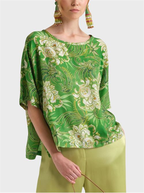 Printed silk twill oversized shirt with short sleeves MALIPARMI | JM559031027D6096
