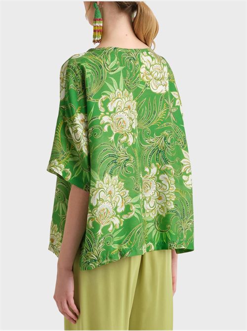 Printed silk twill oversized shirt with short sleeves MALIPARMI | JM559031027D6096
