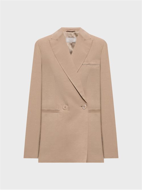 Blazer doppiopetto aderente in twill di viscosa e lino PESERICO | A01214D01926146